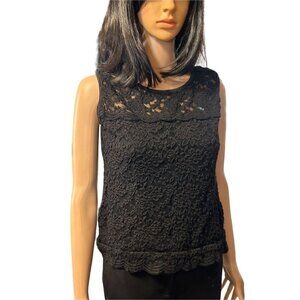 (6 for $25) Connected Apparel Sleeveless Black Lace‎ Shell size small
